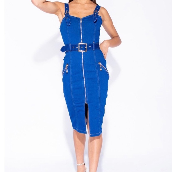 Denim zip up jeans dress - Picture 3 of 8